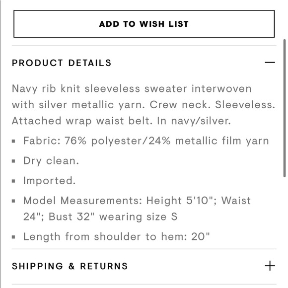 NWT tie waist lurex sweater tank